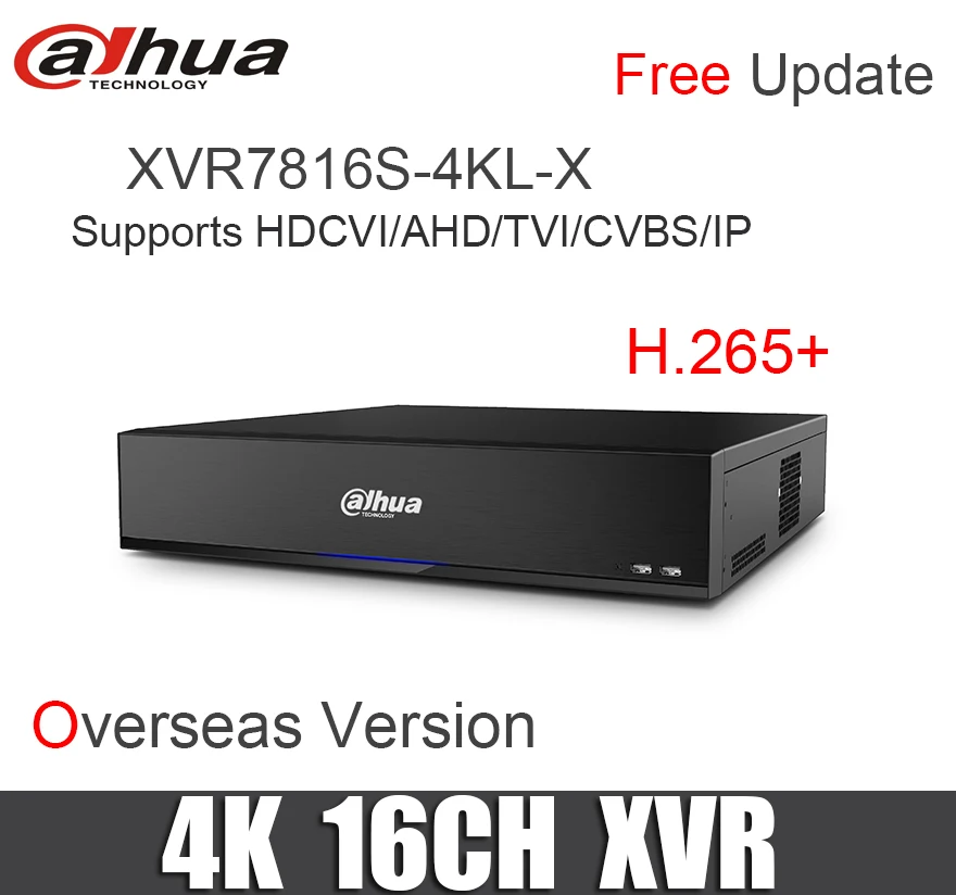 

Dahua original 16ch XVR7816S-4KL-X 16 Channel xvr 4K 2U Digital Video Recorder H.265+ support HDCVI/AHD/TVI/CVBS/IP video inputs