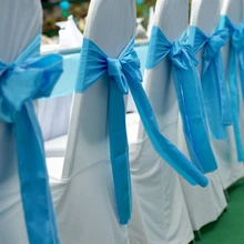 25 шт./лот высококачественный атласный стул с обивкой чехлы с бантом бант на стул пояс лента для гостиницы банкет свадьбы Вечеринка стулья украшения