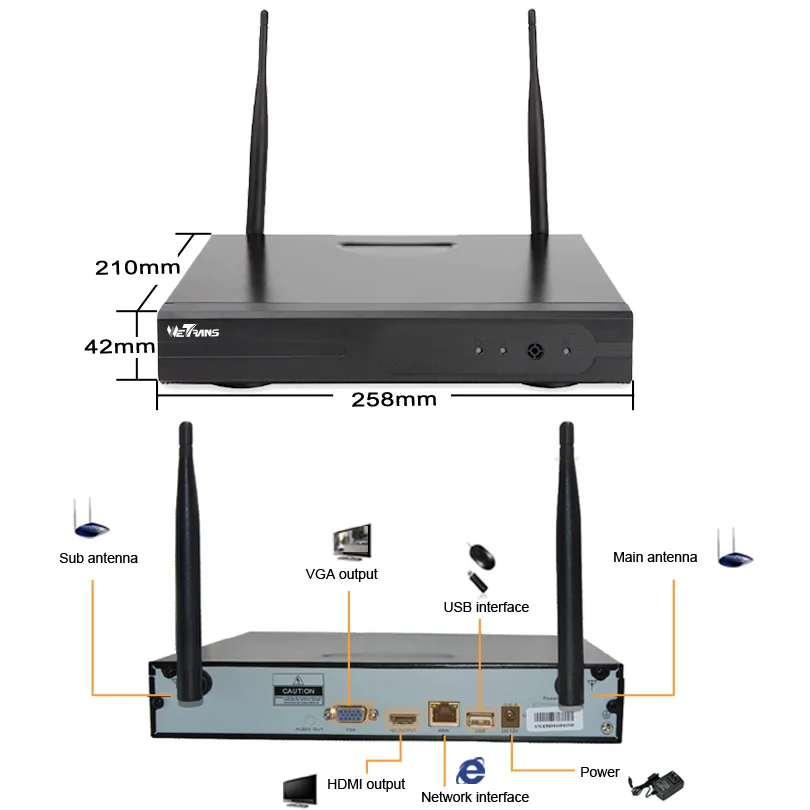 Беспроводная система видеонаблюдения 4CH Kit Plug& Play P2P HD 960P 20m Водонепроницаемая камера ночного видения DVR Wi-Fi CCTV Kit