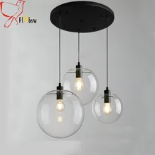 3 головки Современный короткий стеклянный шар подвесной светильник, прозрачный стеклянный подвесной светильник для столовой ресторана осветительный прибор