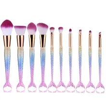 10pcs Mermaid Makeup Brush kits Cosmetic Make up Brushes Powder Concealer Foundation eyeliner eyeshadow Brush sets