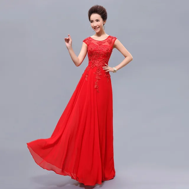 Long Red Bridesmaid Dresses With Beading Elegant Gown Formal Long Red Bridesmaid Dresses With Beading Elegant Gown Formal Bridal Prom Party Dress 2017 New