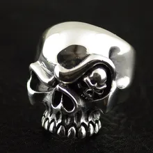 Мужской тайский серебряный злобный череп кольцо