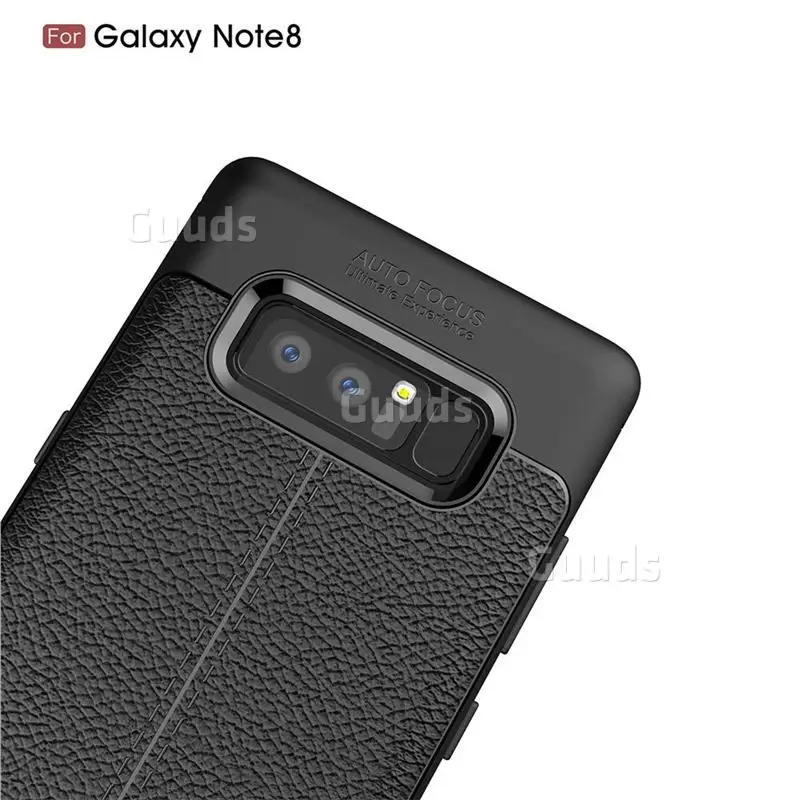 Luxury Auto Focus Litchi Texture Silicone TPU Back Cover for Samsung Galaxy Note 8 - Black
