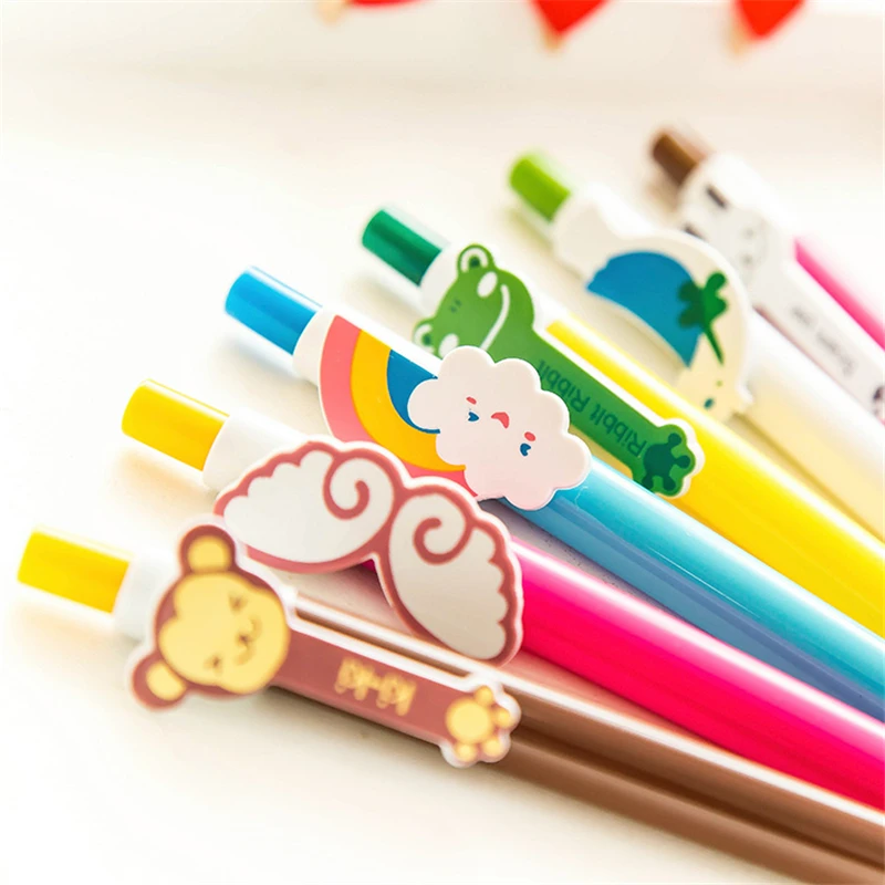 Пластиковые шариковые ручки с героями мультфильмов Kawaii, милый кот, птичий шар, школьные принадлежности, корейские канцелярские принадлежности