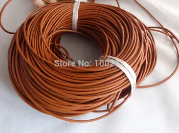 

W-1874 Bulk 100meter/lot 2mm Brown Round Leather Cord ,Free shipping !!