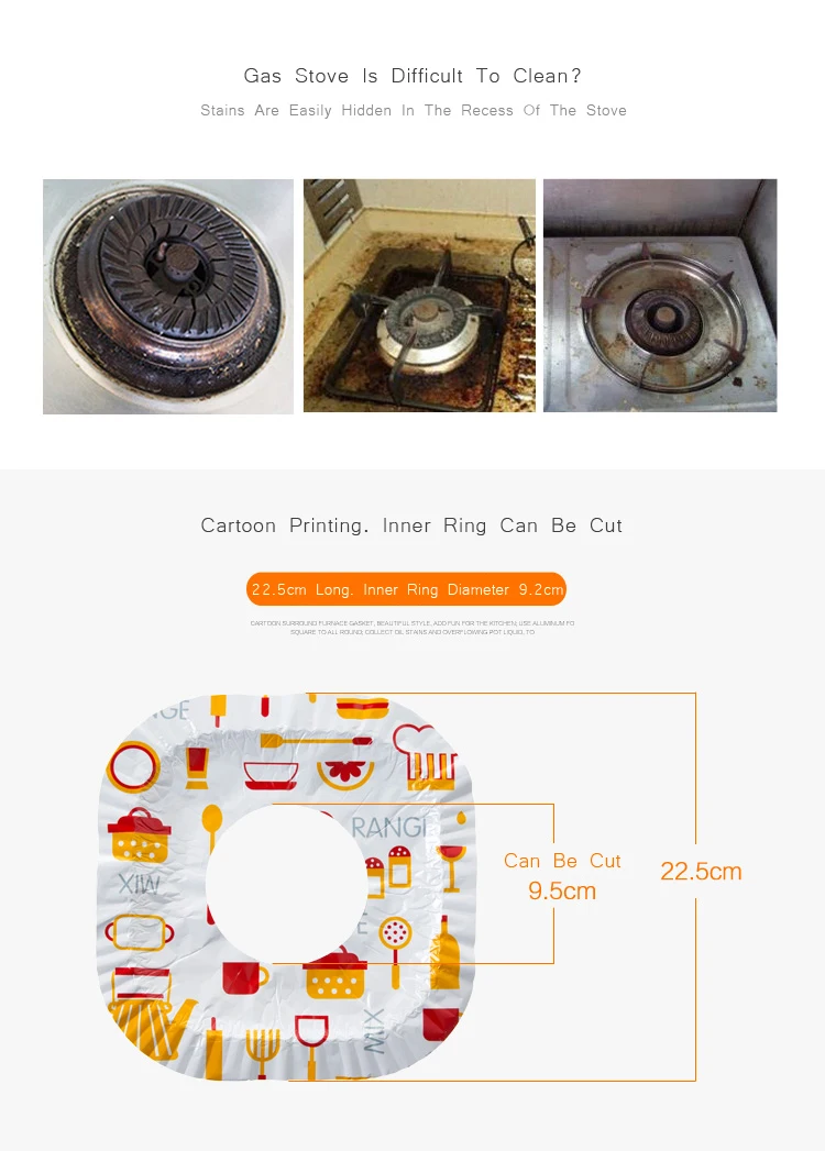 Xzjja 8 шт./компл. высокое качество многоразовые антипригарным Фольга газовой плите горелки протектор Лайнер чехол для Тематические товары