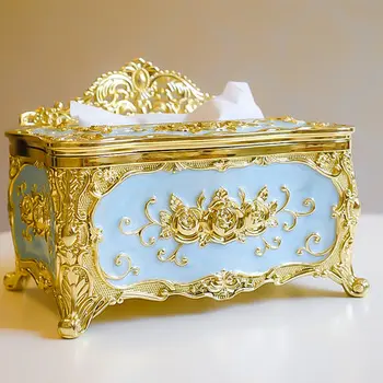 

Nordic Creative Plastic Plating Rose Tissue Box Home Living Room Coffee Table Paper Towel Storage Tube Home Decoration