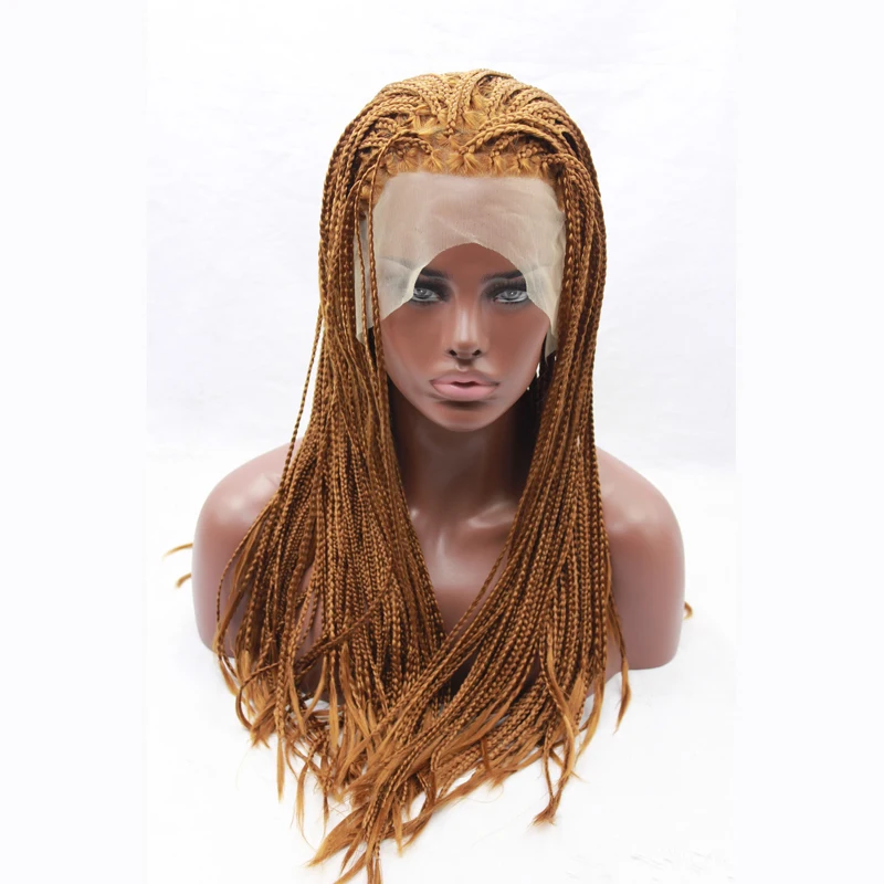 High Quality Synthetic Natural Blonde Lace Front Braided Wigs For Women