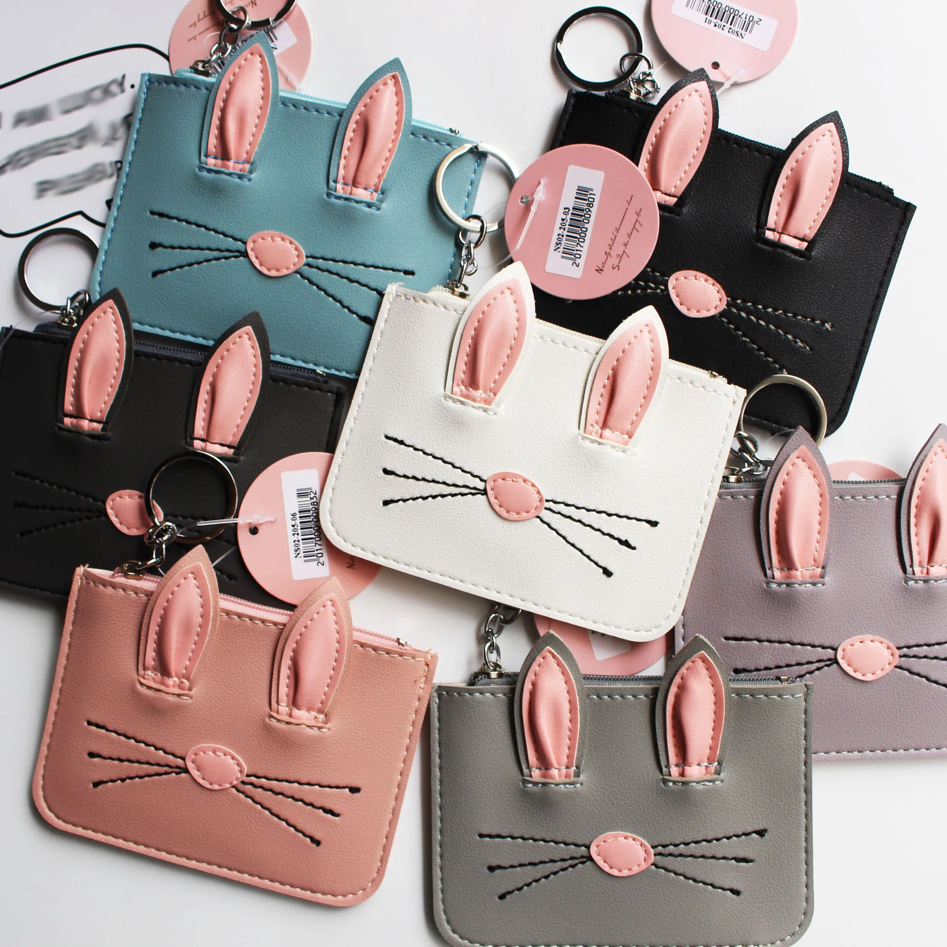 

New Cartoon Rabbit Coin Purse Splicing Gelatin Card Bag Coin Bag Student Creative Animal Storage Bag
