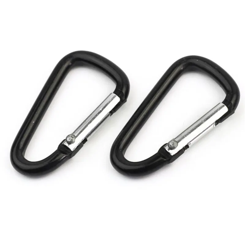 

2/5/10pcs Set Black Aluminum Alloy D Carabiner Spring Snap Clip Hooks Keychain Climbing DROP SHIPPING