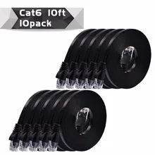 10 pacote 0.25 m, 50 cm, 1 m, 2 m, 3 m, 5 m, 10 mblack/whitecolor cat6 plano utp ethernet cabo de rede rj45 cabo de remendo lan cor branca/preta