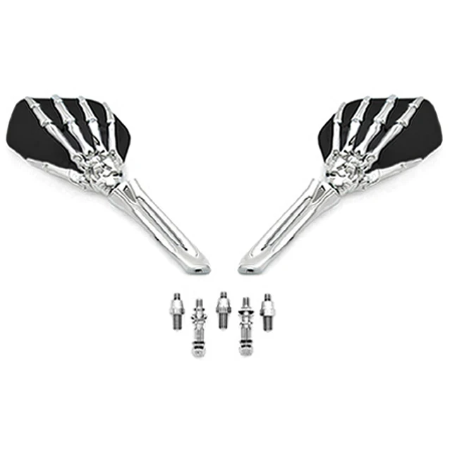 

Free Shipping Black/BlackChrome Skeleton Hand Motorcycle Mirrors For Harley Davidson Sportster Nightster Roadster 1200