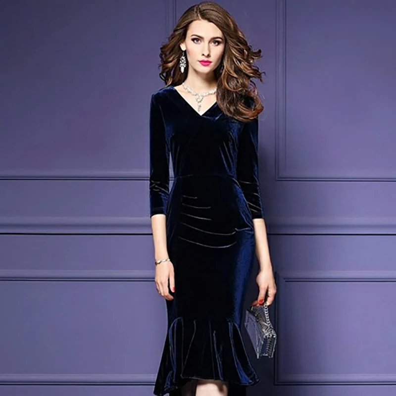Весенне-летнее женское платье, винтажное бархатное платье русалки, Сексуальные облегающие длинные вечерние платья, украинские платья размера плюс 3XL