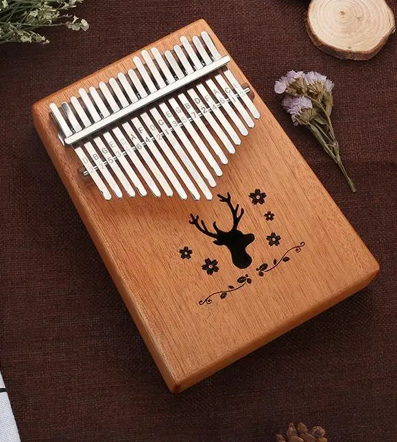 17 клавиш Kalimba дерево красное дерево тело большой палец фортепиано музыкальный инструмент Аксессуары Красочный олень можно выбрать - Цвет: Fawn