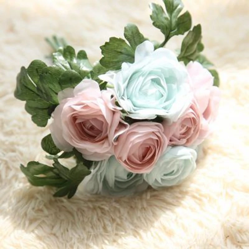 1 bouquent Шелковый цветок восемь бутоны искусственных цветов небольшой чайный бутон