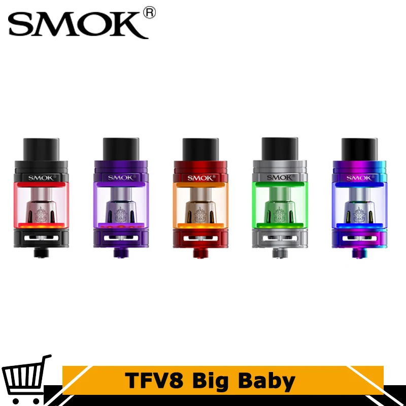 

Original Smok TFV8 Big Baby Light Edition 5ml Top Filling Tank Electronic Cigarette Atomizer with Baby-Q2 T8 X4 Coil Vaporizer