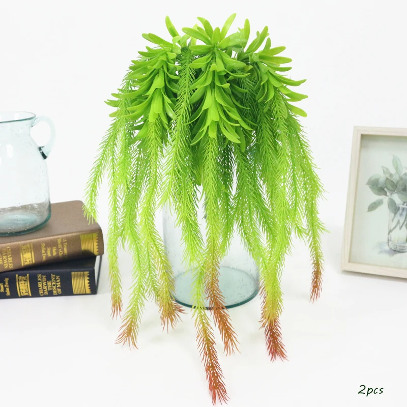JAROWN Artificial Dragon Grass Green Plants Simulation Plastic Pine Needles Small Hanging Vine For Wedding Decoration Home Decor Flower (5)