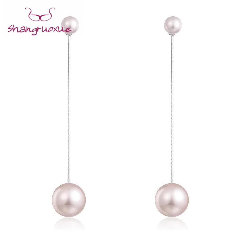

Pearl Drop Women Danging Statement Earrings Caps Korean Bijoux Femme 2018 Retro Beads Hanging Long Earrings Fashion Jewelry