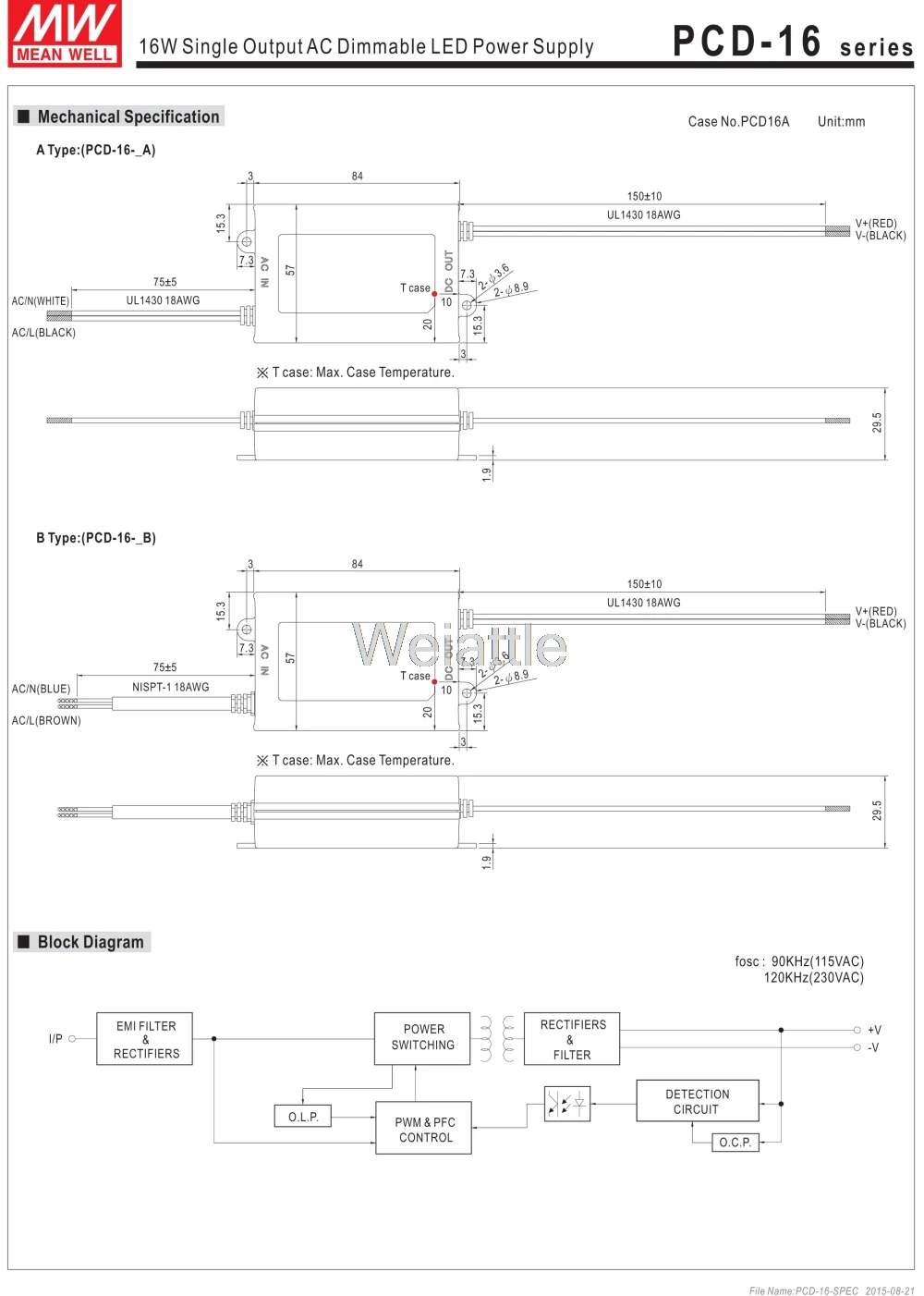 Средняя проверенный PCD-16-700B 24 V 700mA meanwell PCD-16 24 V 16,8 W одиночный выход Индикатор переключения Питание