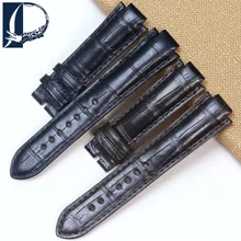 Pesno Suitable for LV Tambour Crocodile Leather Watchstrap Black Dark Brown Men Watch Band Watch Accessories