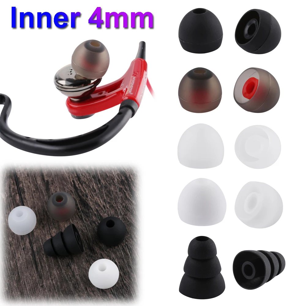 

5 Pairs New Soft Silicone Replacement 4MM Earbuds Ear Tips Cover Cap Rubber Universal Earpieces for In-Ear Earphone Accessories
