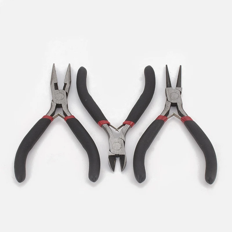 

3pcs/set 45# Steel Wire-Cutter Plier Round Nose Plier and Side Cutting Pliers Jewelry Making Tools 18.5x16.5x1.5cm