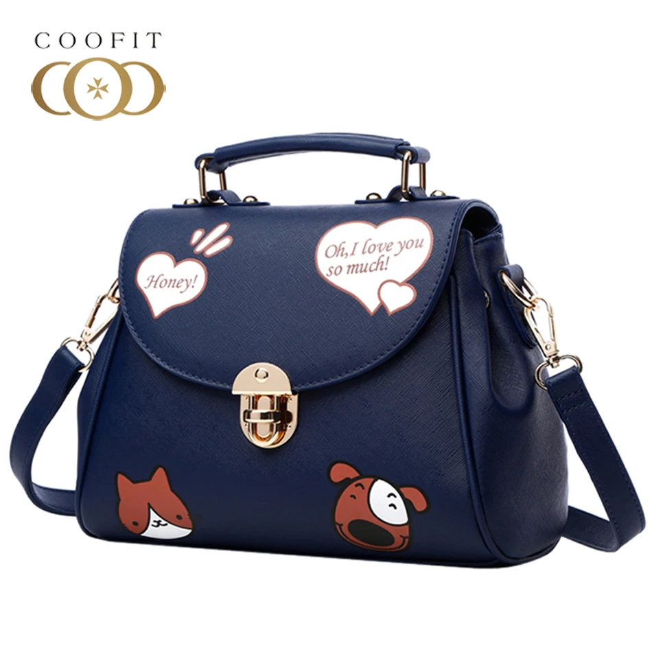 Coofit Girls Fashion Dog Handbag Dog Printed PU Leather Crossbody Bags ...