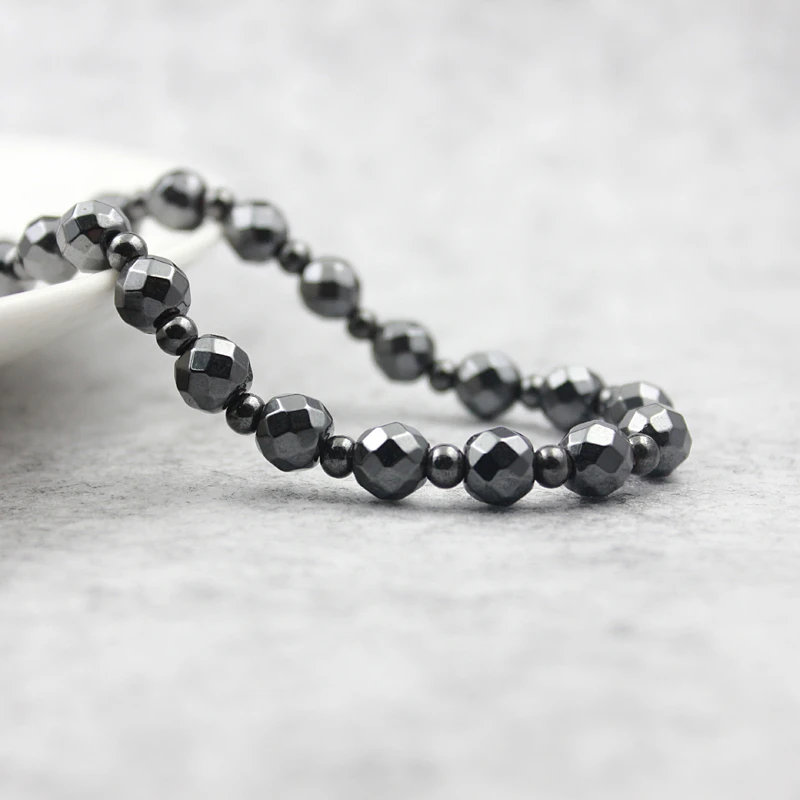 Блестящий Магнитный гематитовый бисер ожерелье 8 мм с маленькими круглыми бусинами ручной работы ювелирные изделия здоровое мощное ожерелье