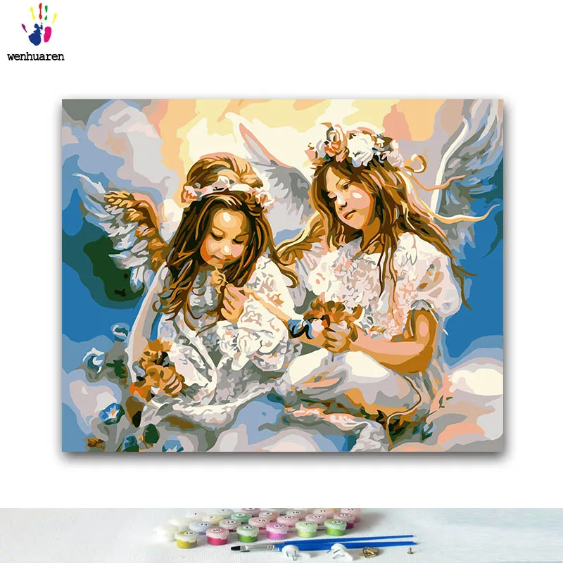 

DIY Coloring paint by numbers Angel girl paintings by numbers with kits 40x50 framed