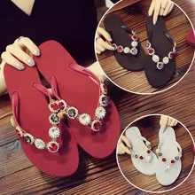 New Women Slippers Rhinestone Crystal Flip Flops Home Outside Slipper Bling Beach Sandal Non-Slip Shoes Women Flat Causal Slides women beach flip flops slippers flat women causal shoes woman gold slipper slides crystal bling sandals female brand slippers