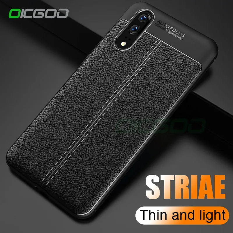 

OICGOO Silicone Shockproof Case For Huawei P20 Lite Pro Litchi Leather Pattern Cover Cases For Honor 10 9 8 Lite V10 Phone Case