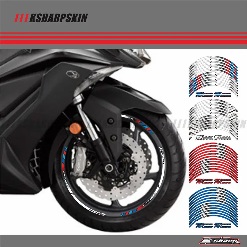 

12 X Thick Edge Outer Rim Sticker Stripe Wheel Decals FIT KYMCO AK550 AK 550