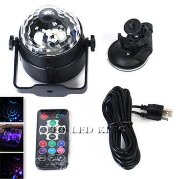 

Mini RGB LED Stage Light 3W Remote Controls Light Disco Ball Lights LED Party Lamp Show Stage Lighting Effect USB Powered DV 5V