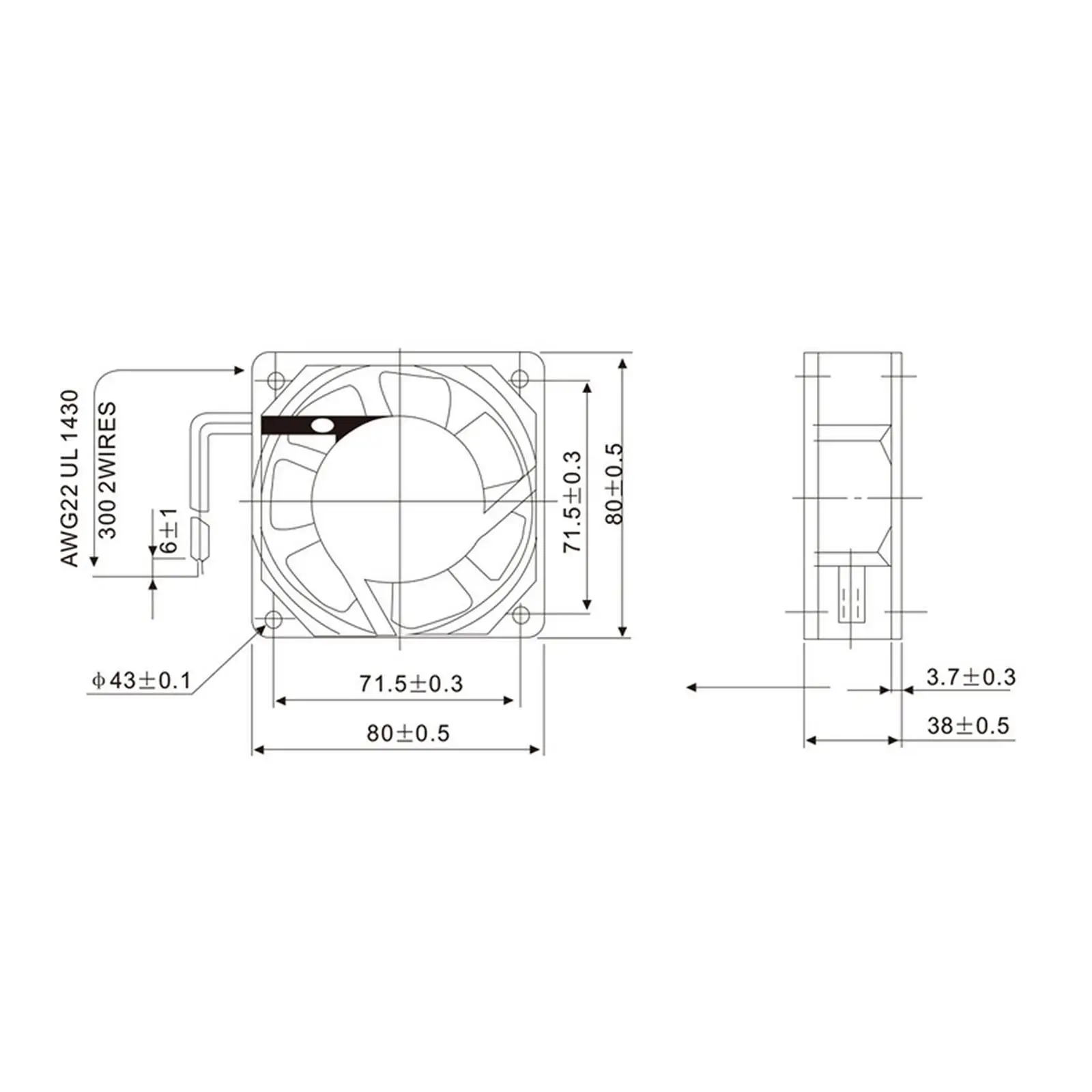 220V AC 80x80x38mm Axial Radiator Fan 29CFM 2700RPM Ball Bearing High Speed