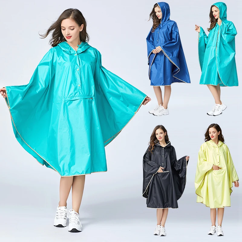 Women's Stylish Polyester Waterproof Rain Poncho Cloak Colorful