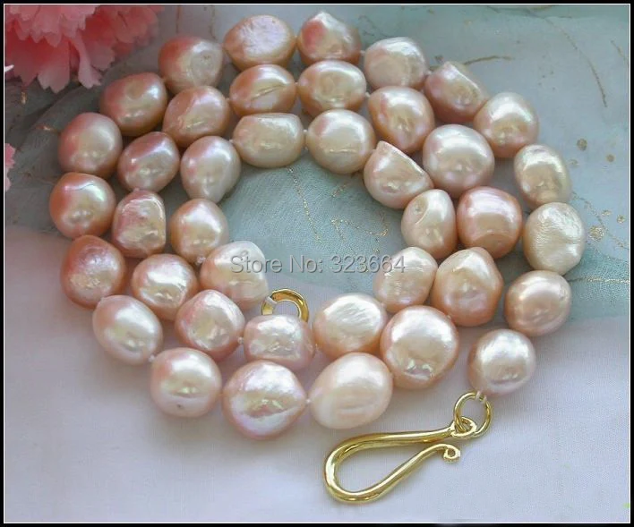 

32" 12mm pink baroque freshwater cultured pearl necklace