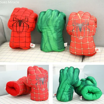 

Cartoon simulation boxing Hulk gloves creative children plush toys boys birthday gift room decoration Spider red green
