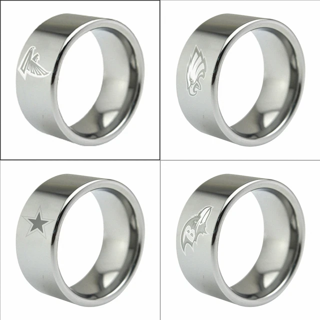 Mens Wedding Ring Atlanta Falcons Philadelphia Eagles Dallas Cowboys Mens Wedding Ring Atlanta Falcons Philadelphia Eagles Dallas Cowboys Star 8mm Men Black Silver Dome