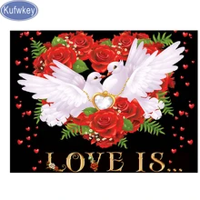 Современный декор Diy 5D алмазная картина "любовь голубь" полная квадратная Алмазная вышивка цветок роза для домашнего декора подарок мозаика алмаз на заказ