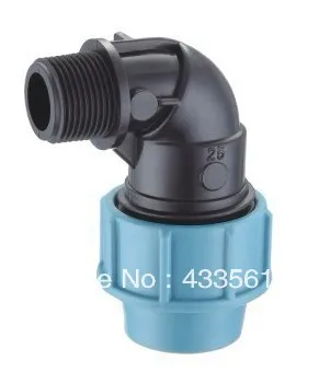 

Free Shipping Quality PP compression fittings Male Elbow 90deg Size DN20X1/2" connector for Farm water irrigation pipeline