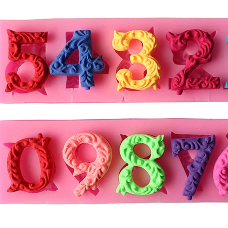 

Number 0-9 3d Silicone Mold with Lollipop Hole Fondant Cake Decorating Tools Cupcake Topper Caddy FP8 JY14