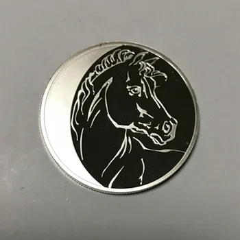 

2 pcs The horse 2014 Russian coins animal zodiac silver plated badge Russia eagle 40 mm souvenir home decoration coin