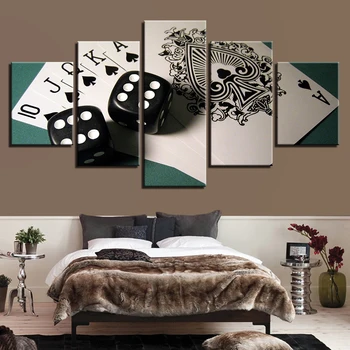 

Canvas Poster Framework 5 Pieces Game Dice Poker Paintings HD Prints Modern Wall Art Pictures Modular Home Decor For Living Room