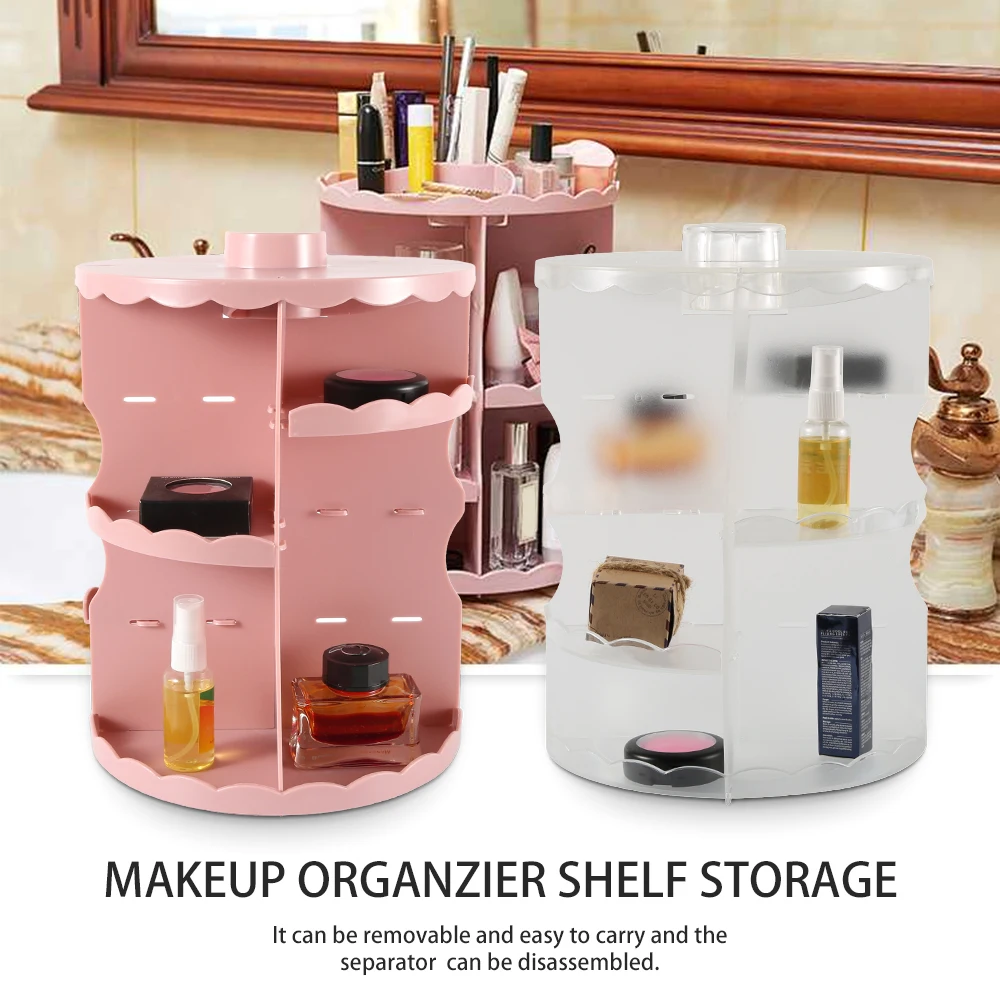 

Cosmetics Rack Bathroom Organize Rack 360 Rotating Adjustable Makeup Organzier Shelf Storage Box for Brushes Tabletop Makeup