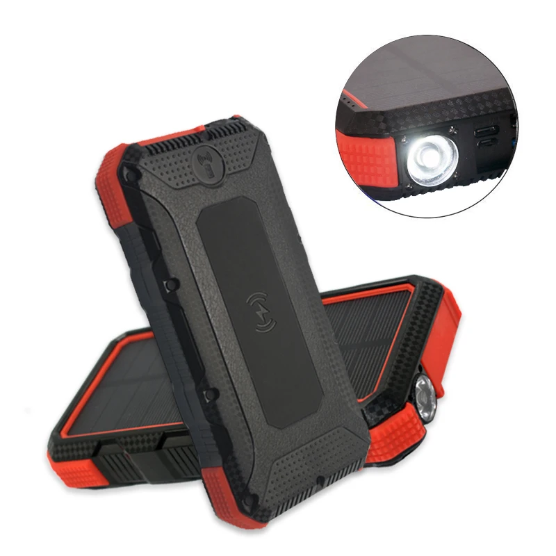 25000mAhportable QI беспроводной Солнечный мобильный источник питания для iPhone TypeC PD + QC3.0