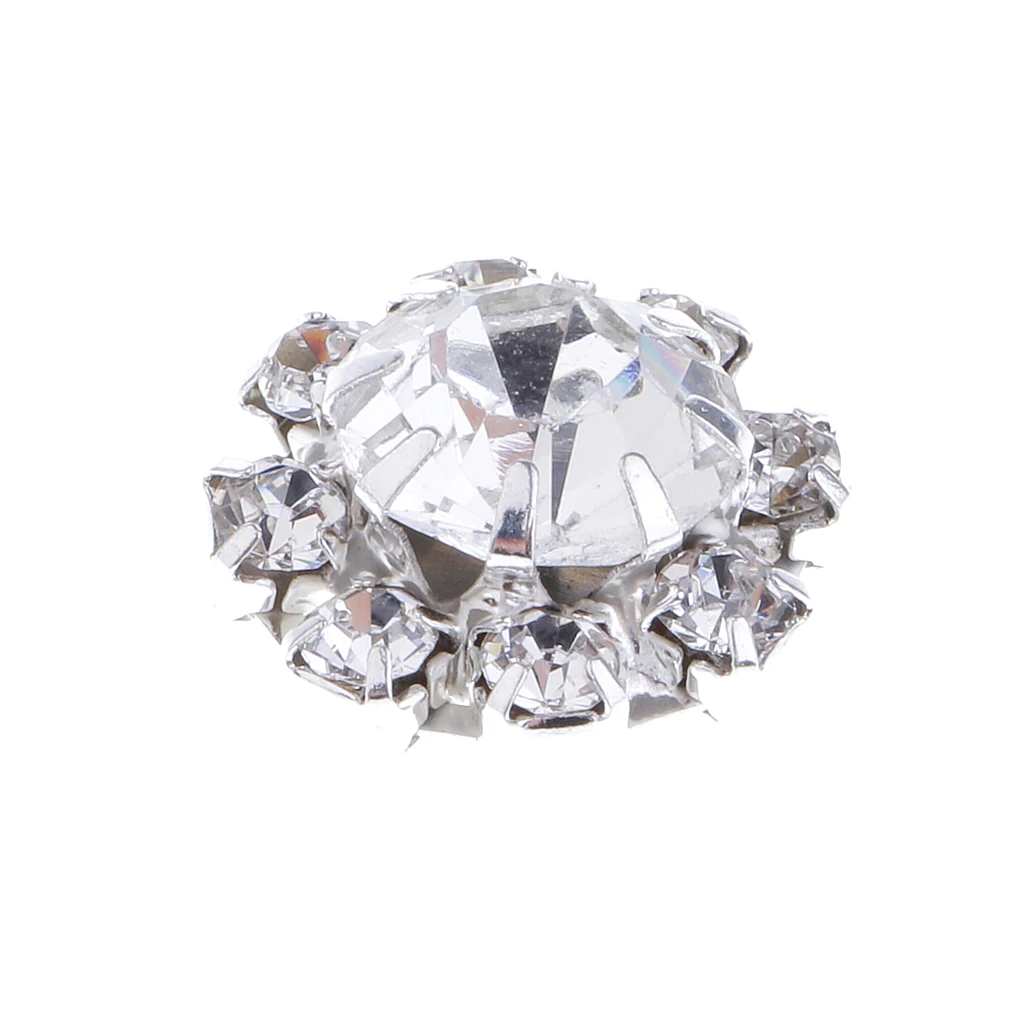Phenovo 10pcs Flower Shape Acrylic Rhinestone Buttons Jewerly Making Findings 12mm