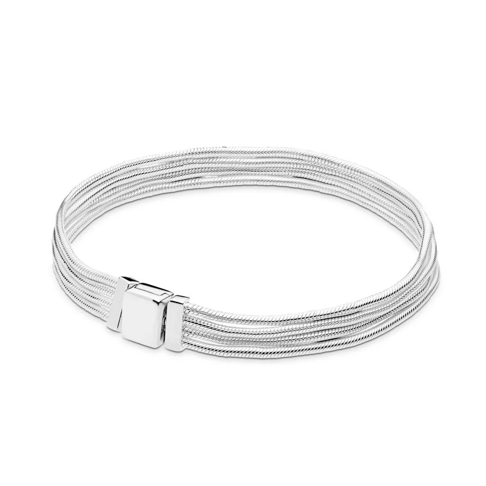 

2019 Authentic 925 Sterling Silver Pandora Reflexions Multi Snake Chains Bracelet For Women Bead Charm Bangle Gift DIY Jewelry