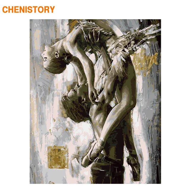 CHENISTORY Frame Dancers Figure Diy Painting By Numbers Black White Calligraphy Painting Acrylic Paint On Canvas For Home Decor 1