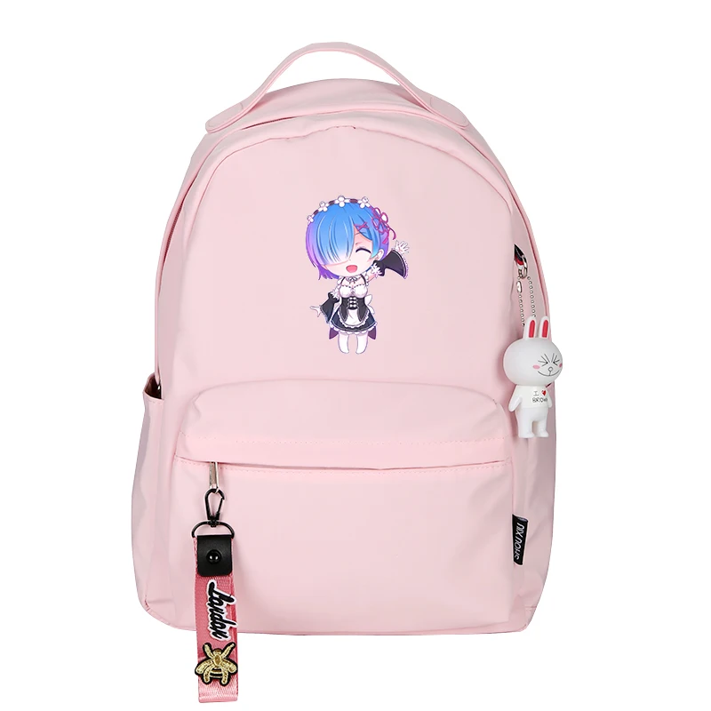 

Re:Life in a different world from zero Rem Ram Women Cute Backpack Mochila Feminina Canvas School Bag Pink Daypack Travel Rugzak